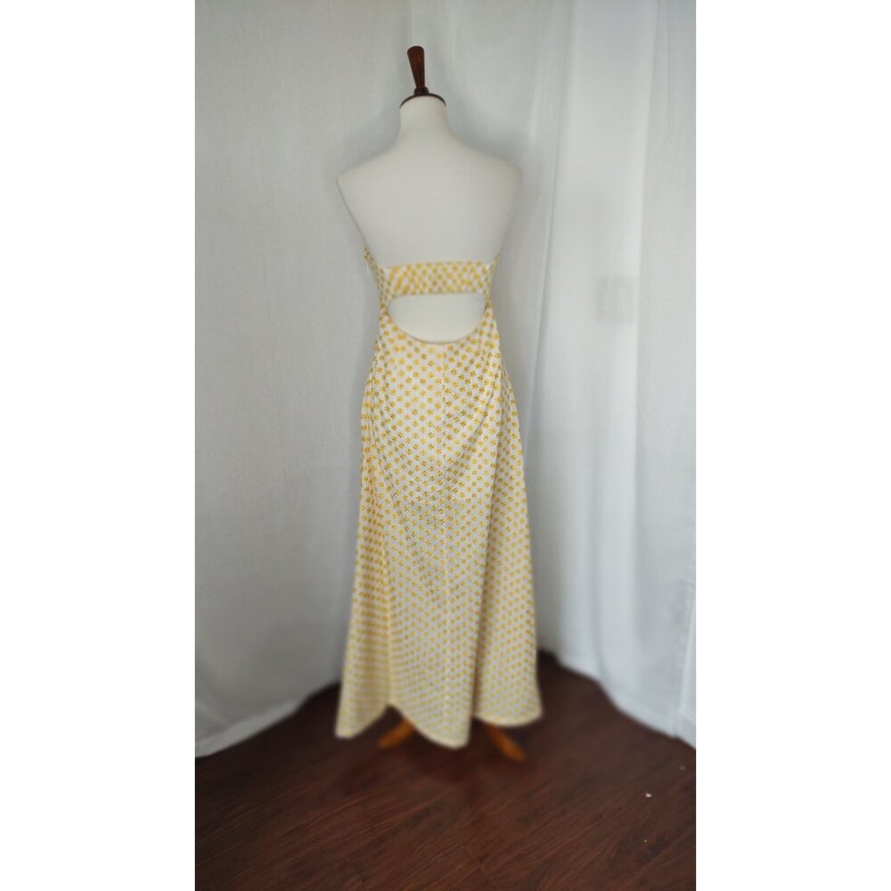 Significant Other Allure Yellow Strapless Maxi Dress Sunflower Embroidered NEW - Picture 9 of 14